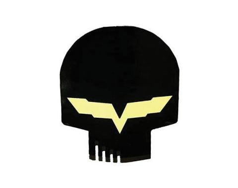 Corvette Jake Metal Magnet, Black Head Skull, 4" X 3"