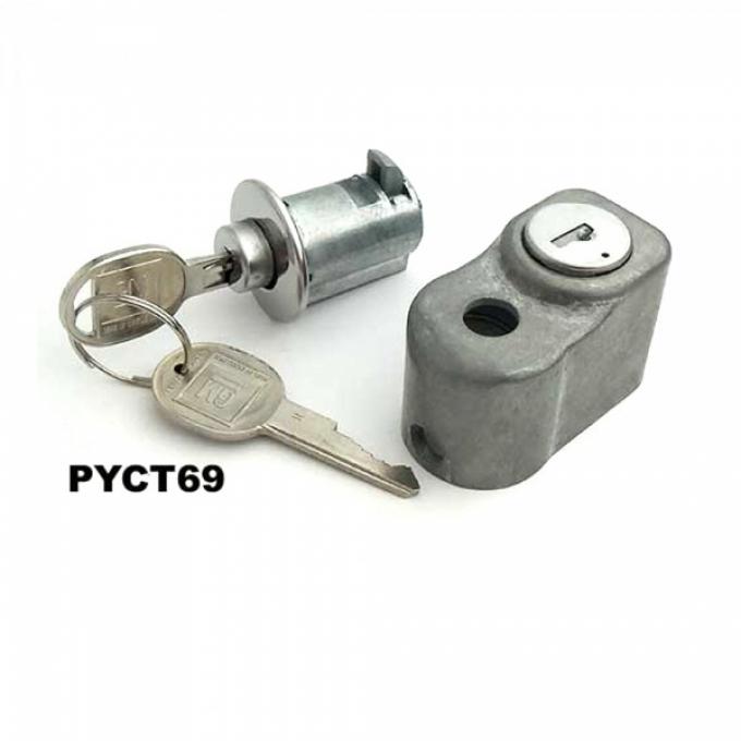 Corvette Rear Compartment & Spare Tire Lock Kit With Original Keys, Concours Correct, 1969-1977