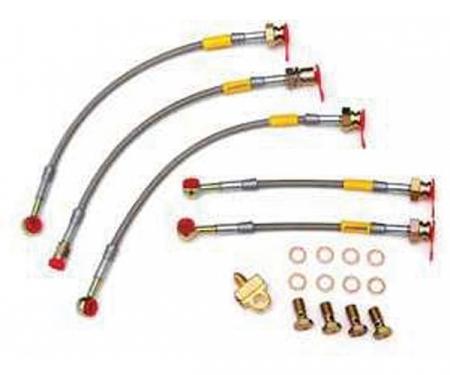 Firebird Braided Disc Brake Hose Kit, Stainless Steel, With Rear Disc Brakes, Goodridge, 1985-1988