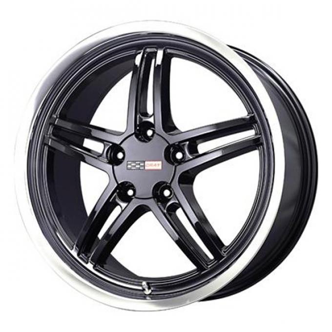 Corvette Cray Scorpion 18x9 Gloss Black With Mirror Cut Lip, 1-Piece Wheel, 1984-2013
