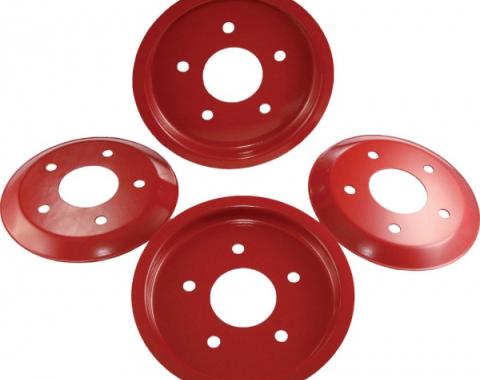 Corvette Brake Rotor Hub Covers, Red, For Cars With Z51 & F55 Option, 2005-2013