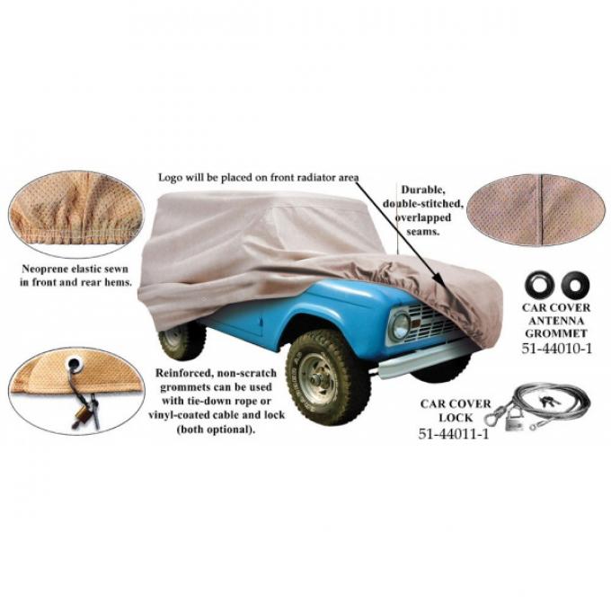 Car Cover With Logo, Poly Cotton, Without Rear Spare Tire, 1978-1979