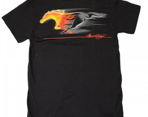 Flaming Tribal Pony T-Shirt, Black