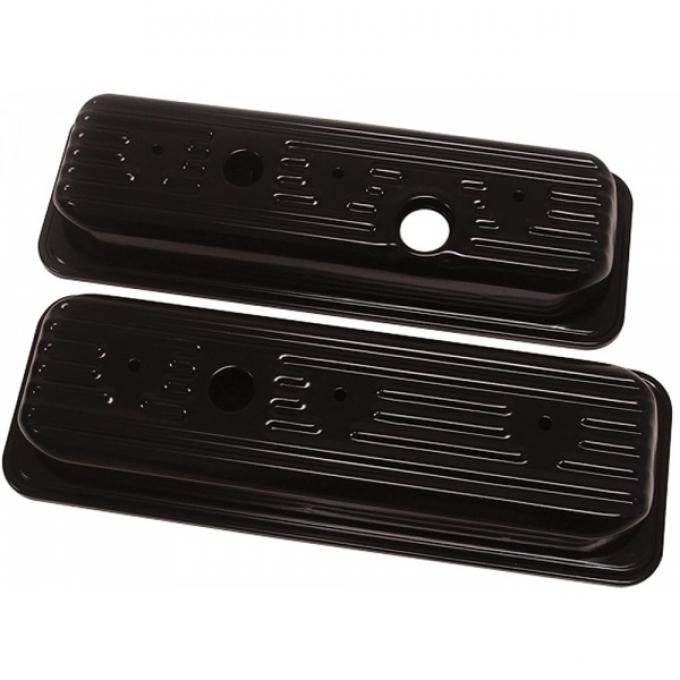 El Camino Black Valve Covers, Ball Milled, 4.6L V6, 1985-1987