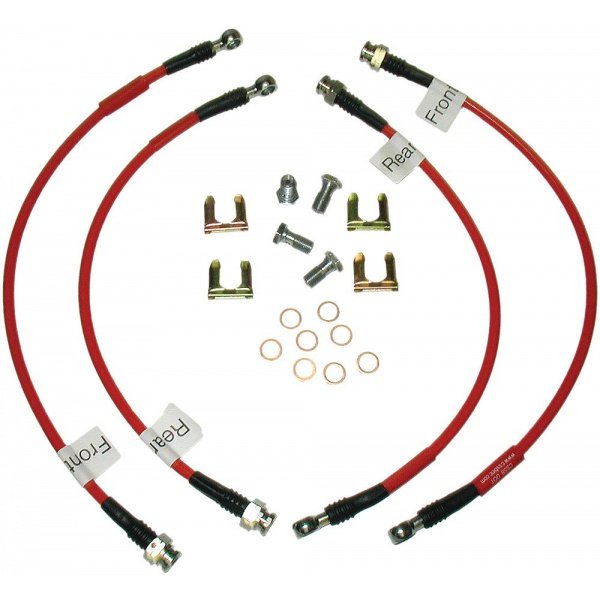 Corvette Brake Hose Set, Braided Stainless Steel, Red, Z06,20062013