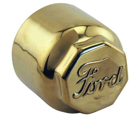 Model T Ford Hub Cap Set For Wood Wheels, Brass, Ford Script