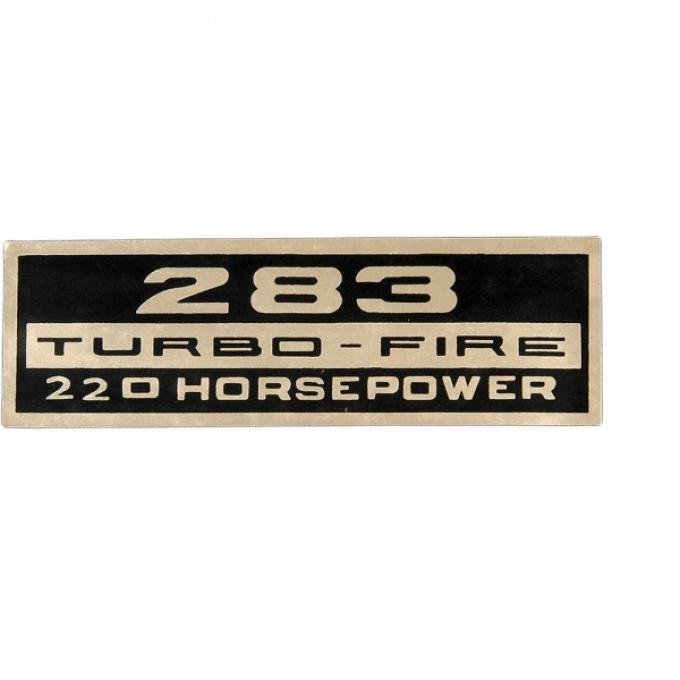 Full Size Chevy Valve Cover Decal, Turbo-Fire, 283ci/220hp, 1964-1966