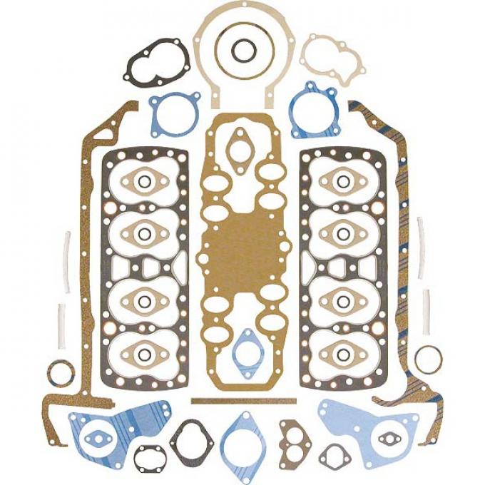 Engine Gasket Set - Complete - Fel-Pro Brand - Steel Head Gaskets - Ford Flathead V8 90 & 95 & 100 HP 24 Stud Engine