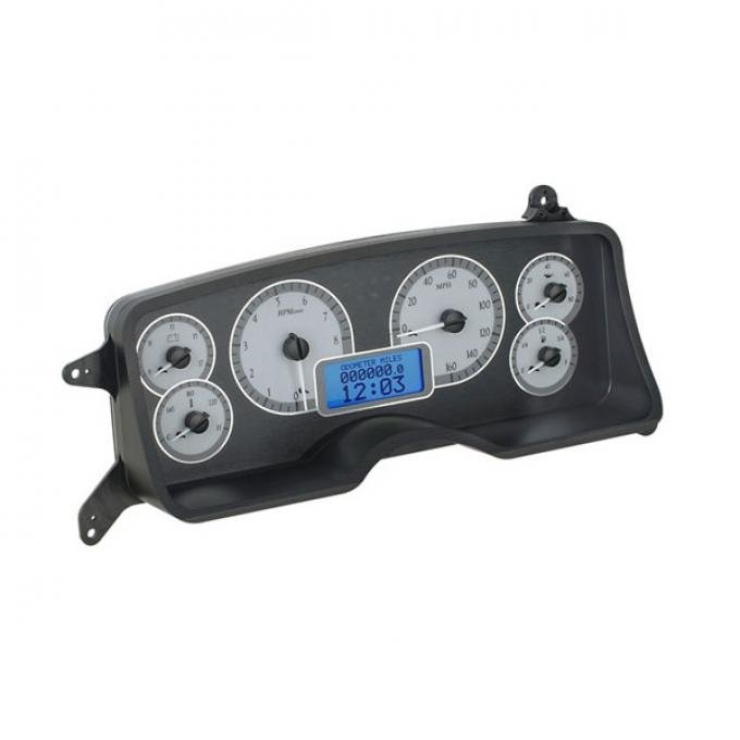 Ford Mustang Dakota Digital VHX Instrument With Silver Alloy Style Face, 1987-1989