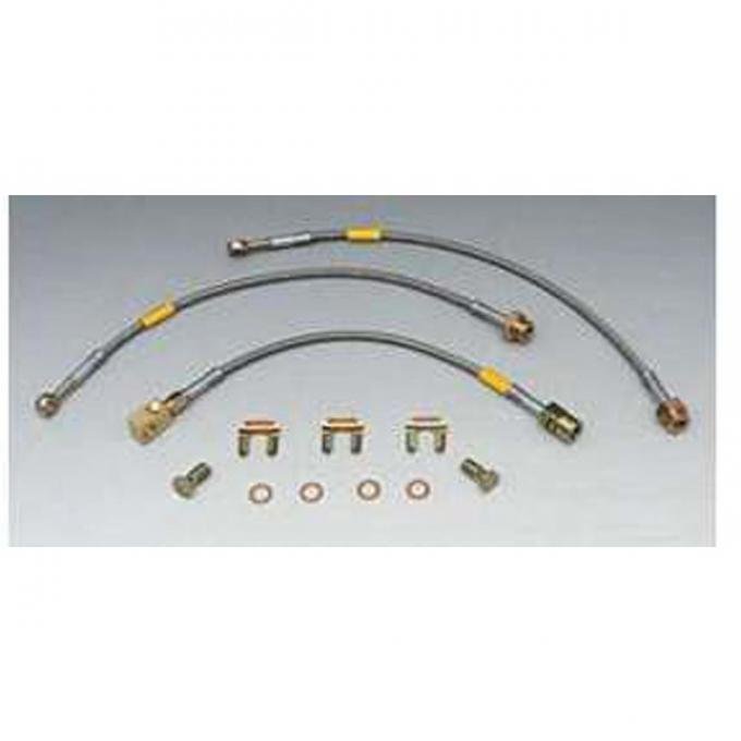 Firebird Braided Disc Brake Hose Kit, Stainless Steel, With Rear Drum Brakes, Goodridge, 1984-1992