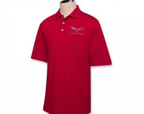 Corvette C6 2005-2013 Men's Custom Embroidered Pima Cotton Polo, Red, S-4XL