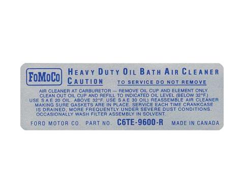 Air Cleaner Decal - For Oil Bath Type