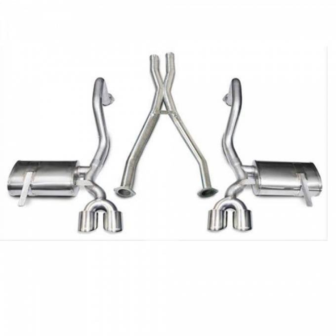 Corvette 2.5" Cat-Back + X-Pipe, Twin 4" Polished Pro-Series Tips, 1997-2004