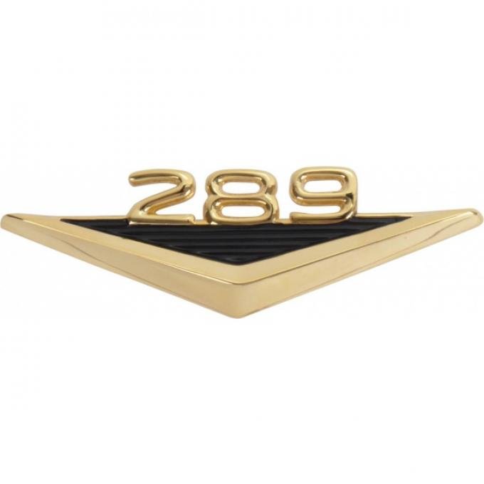 Fender Emblem, "289", Gold, With Clips, Fairlane, 1964