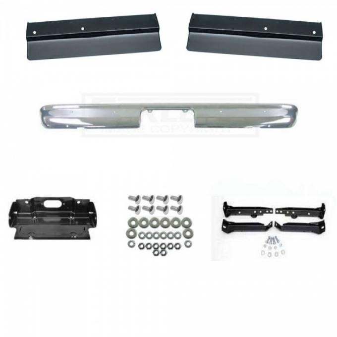Chevy or GMC Truck Rear Bumper Kit, Chrome, Show Quality, Fleetside, 4WD, 1967-1972