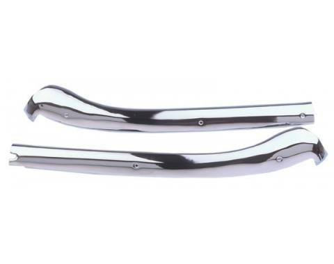 Firebird Header Moldings, Convertible Top, Polished Chrome,1967-1968Early