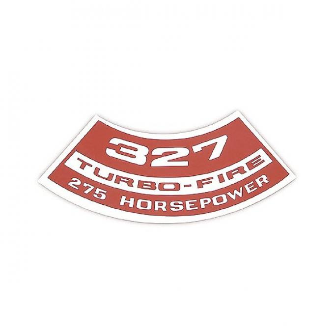Full Size Chevy Air Cleaner Decal, Turbo-Fire, 327ci/275hp, 1967-1968