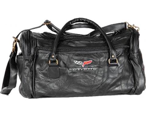 Corvette Leather Road Trip Bag With C6 Embroidered Emblem