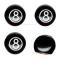 Chevelle Valve Stem Caps, 8 Ball, Black, 1964-1983