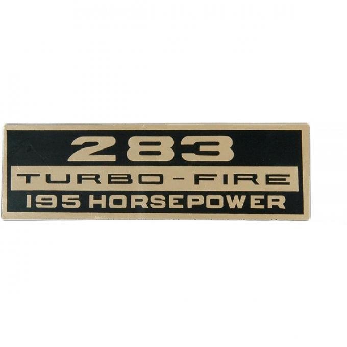 Full Size Chevy Valve Cover Decal, Turbo-Fire, 283ci/195hp, 1964-1966