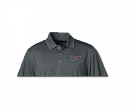 Corvette Mens C6 Callaway Dry Core Polo, Smoked Pearl