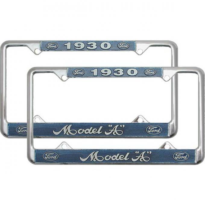 Model A Ford License Plate Frames - White Lettering With Blue Background - Model A Ford 1930