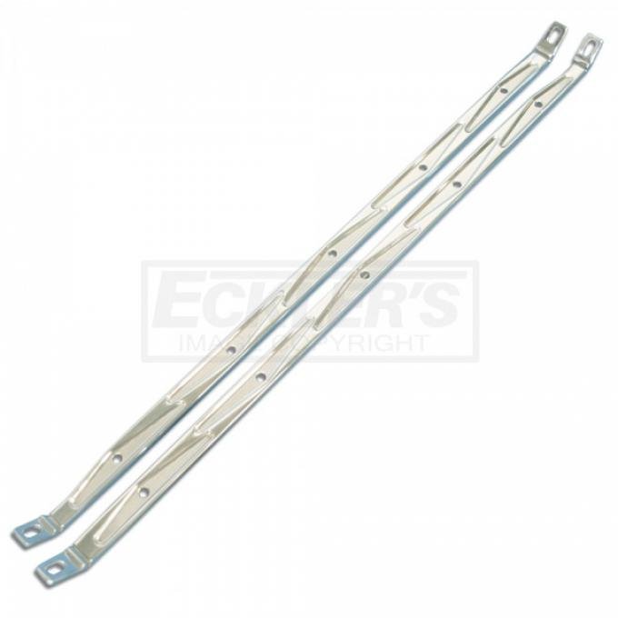 1955 Chevy Hood Brace Supports, Billet Aluminum, Polished Finish, Eddie Motorsports