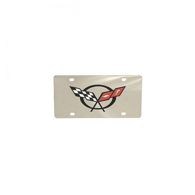 Corvette License Plate, C5 Logo, Mirror Style, 1997-2004