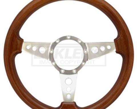 Full Size Chevy Steering Wheel, Volante S9, Walnut Wood Finish, 1958-1984