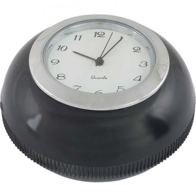 Gear Shift Knob - Floor Shift - Black Plastic With Quartz Clock Insert - Ford