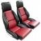 CA 1984-1985 Chevrolet Corvette Mounted Leather Seat Covers Black / Dark Red 2 Tone Standard 45080
