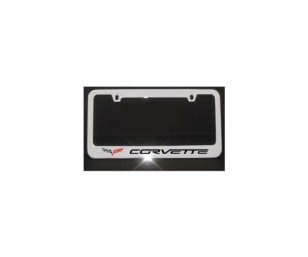 Corvette Elite License Frame, 05-13 Corvette Word with Single Logo