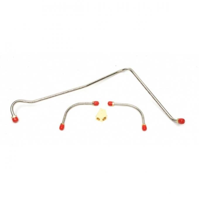 Camaro Fuel Line Set, Fuel Pump To Holley Carburetor, Stainless Steel, 396/375hp, 3/8", 1967-1968