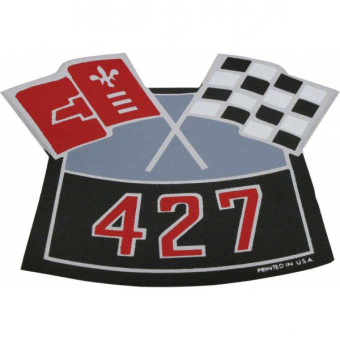 Camaro Air Cleaner Decal, 427 Crossed Flags, 1969