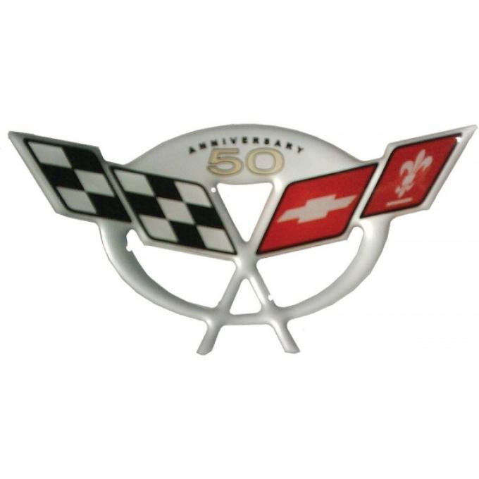 Corvette C5 50th Anniversary Pillar 3D Domed Logo Decal, 5.5" X 2.5", 2003