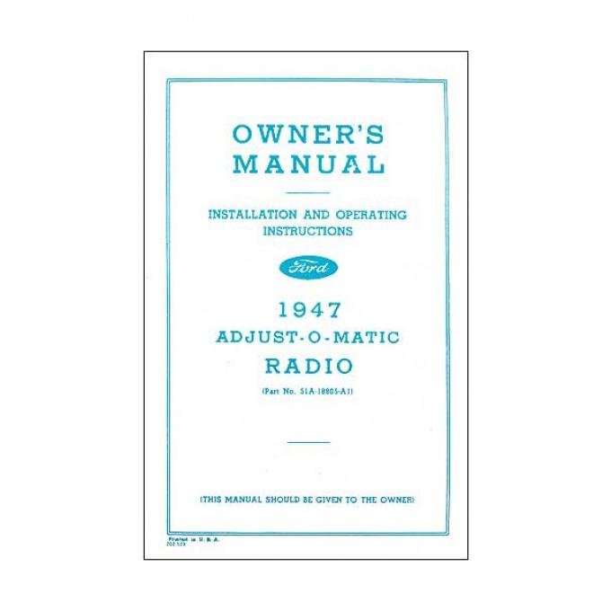 Radio Installation Handbook - 8 Pages - Ford