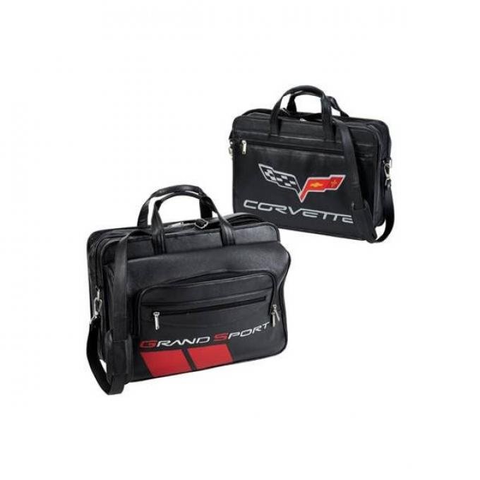 Corvette Grand Sport Brief Case, Inlaid Leather, Black