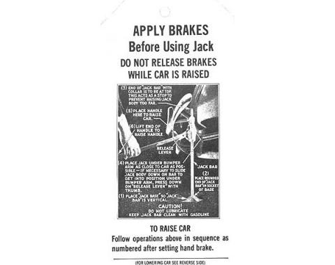 Jack Instruction Tag - Ford Passenger