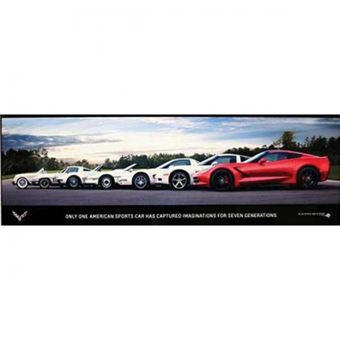 Corvette Metal Sign, C7 "Generations Poster" 35" X 12"