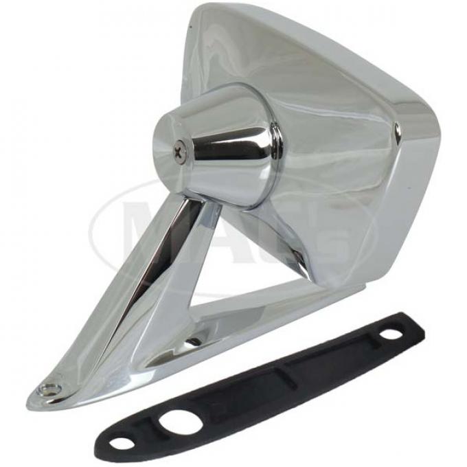 Outside Rear-View Mirror Assembly - Rectangular Head - Manual Control - Chrome - Matches Left Side Remote - Right