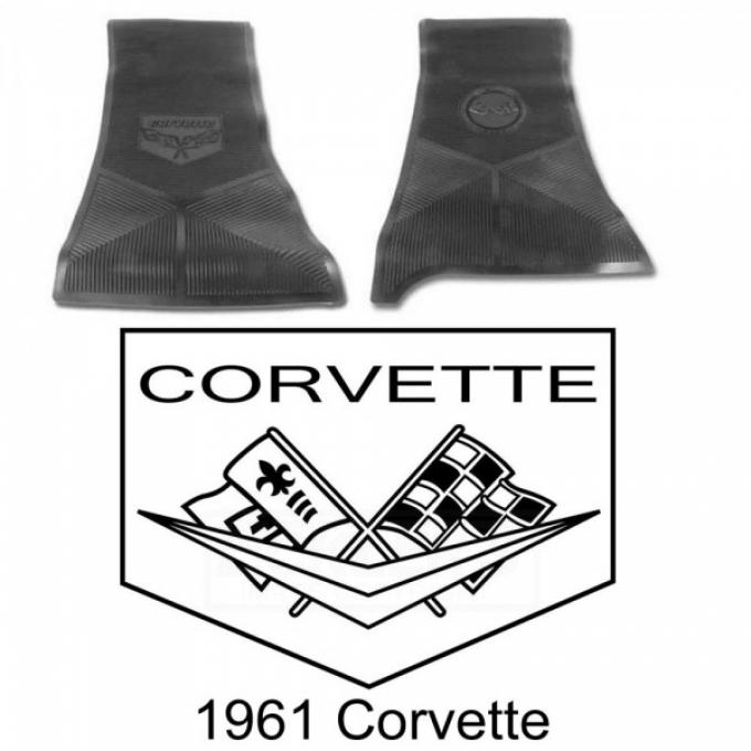 Legendary Auto Interiors Ltd Rubber Floor Mats, With C1 Logo| 25-13657 Corvette 1961