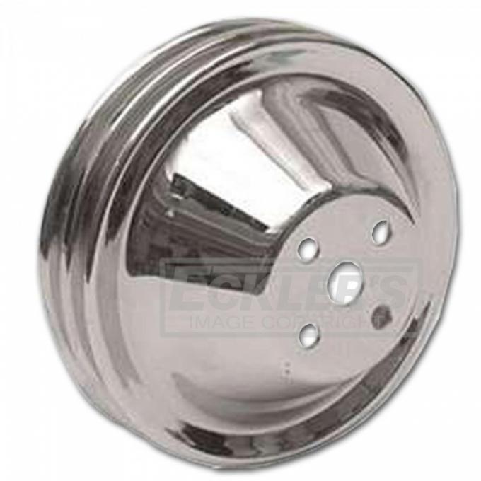 Camaro Water Pump Pulley, Small Block, Double Groove, Chrome, 1967-1968