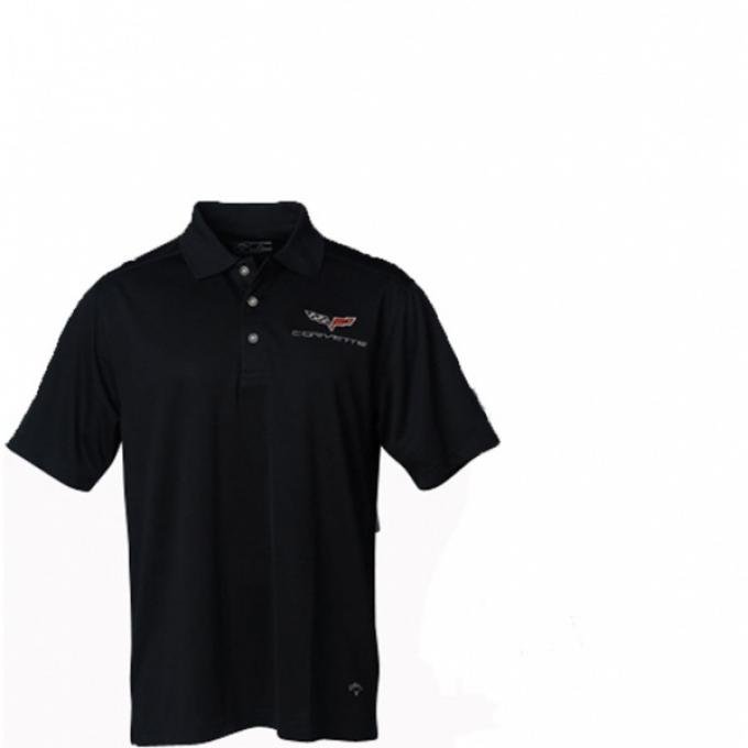 Corvette Mens C6 Callaway Dry Core Polo, Black