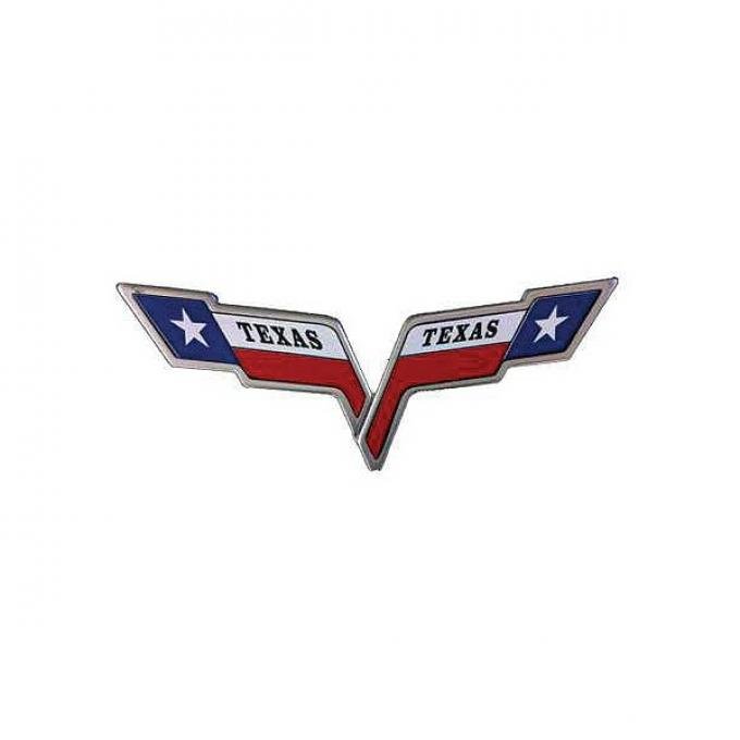 Corvette Emblem Decal, Front Or Rear Overlay, Texas Flag, 2005-2013