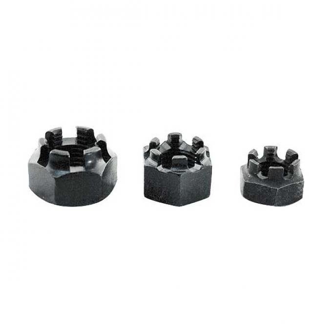 Model T Ford Front Axle & Steering Assembly Castle Nut Set - 8 Pieces - Black Oxide