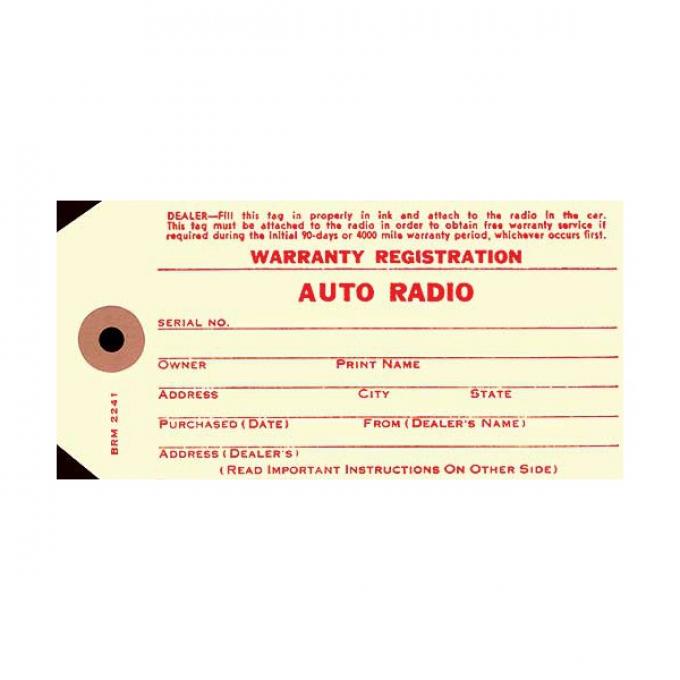 Radio Warranty Tag - Mercury