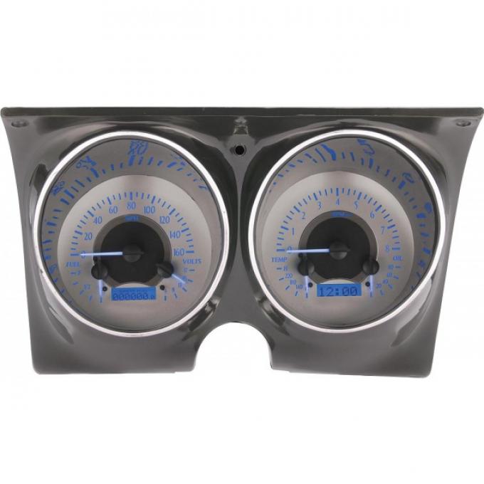 Firebird Analog Dash Gauges, Dakota Digital, Silver With Blue Display, 1967-1968