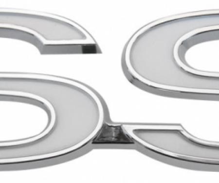 Trim Parts 73-74 Chevelle Front Fender Emblem, SS, White, Each 3100