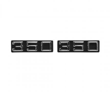 Trim Parts 70-75 Camaro Front Fender Emblem, 350, Pair 6831