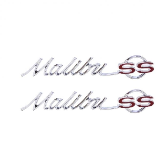 Trim Parts 65 Chevelle Rear Quarter Emblem, Malibu SS, Pair 4210